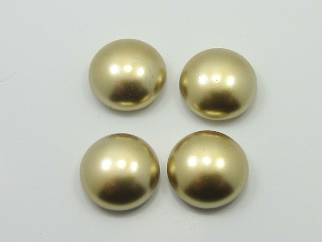 4 pcs. 9mm PEARL GOLD 1/2 ROUND FLATBACK PRECIOSA Element